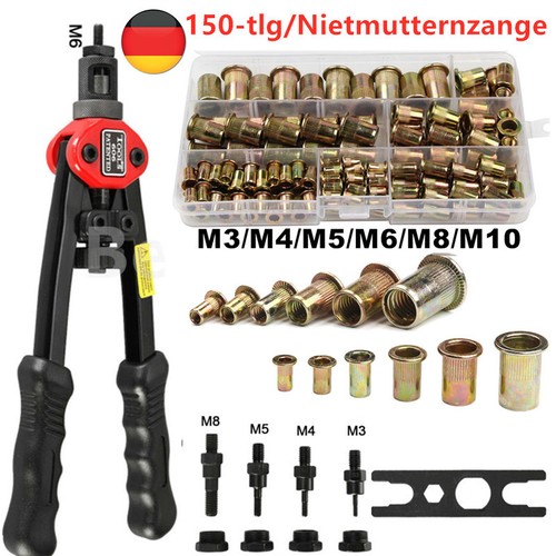 150tlg einnietmuttern m8 - 150tlg, m3-m8